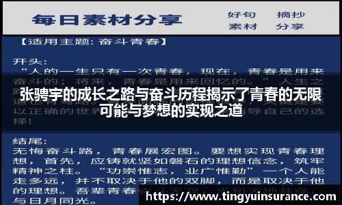 张骋宇的成长之路与奋斗历程揭示了青春的无限可能与梦想的实现之道